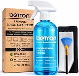 Betron Screen Cleaner Spray 500ml with Microfibre Wipes & Brush