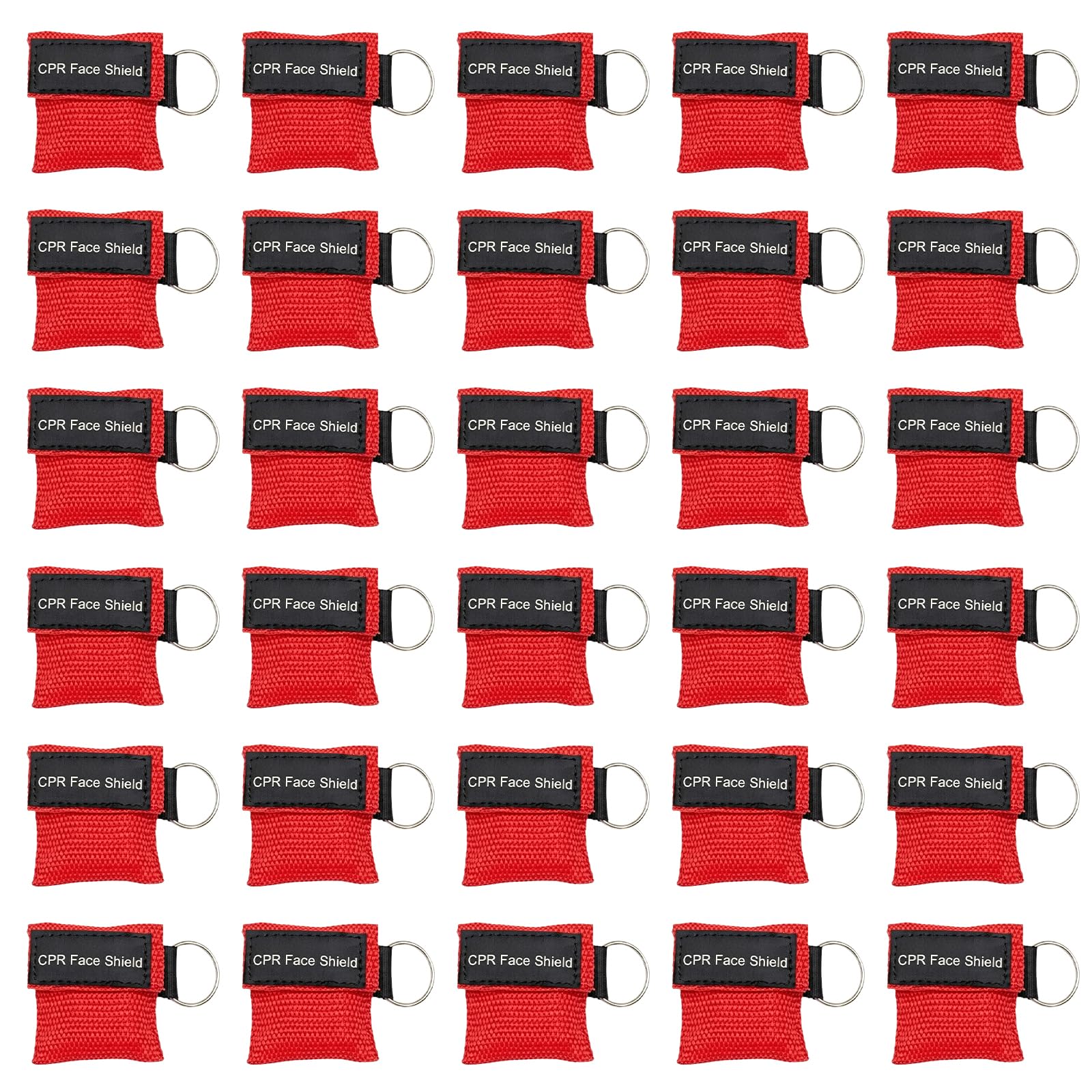 Yzpacc Set of 30 CPR Mask, Disposable CPR Shield Emergency Mask Key Chain Ring,with One-Way Valve Breathing Barrier for First Aid or AED Training