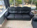 Sofas and More 3 2 Seater Sofa Set Faux Leather Black High Back Living Room view 8