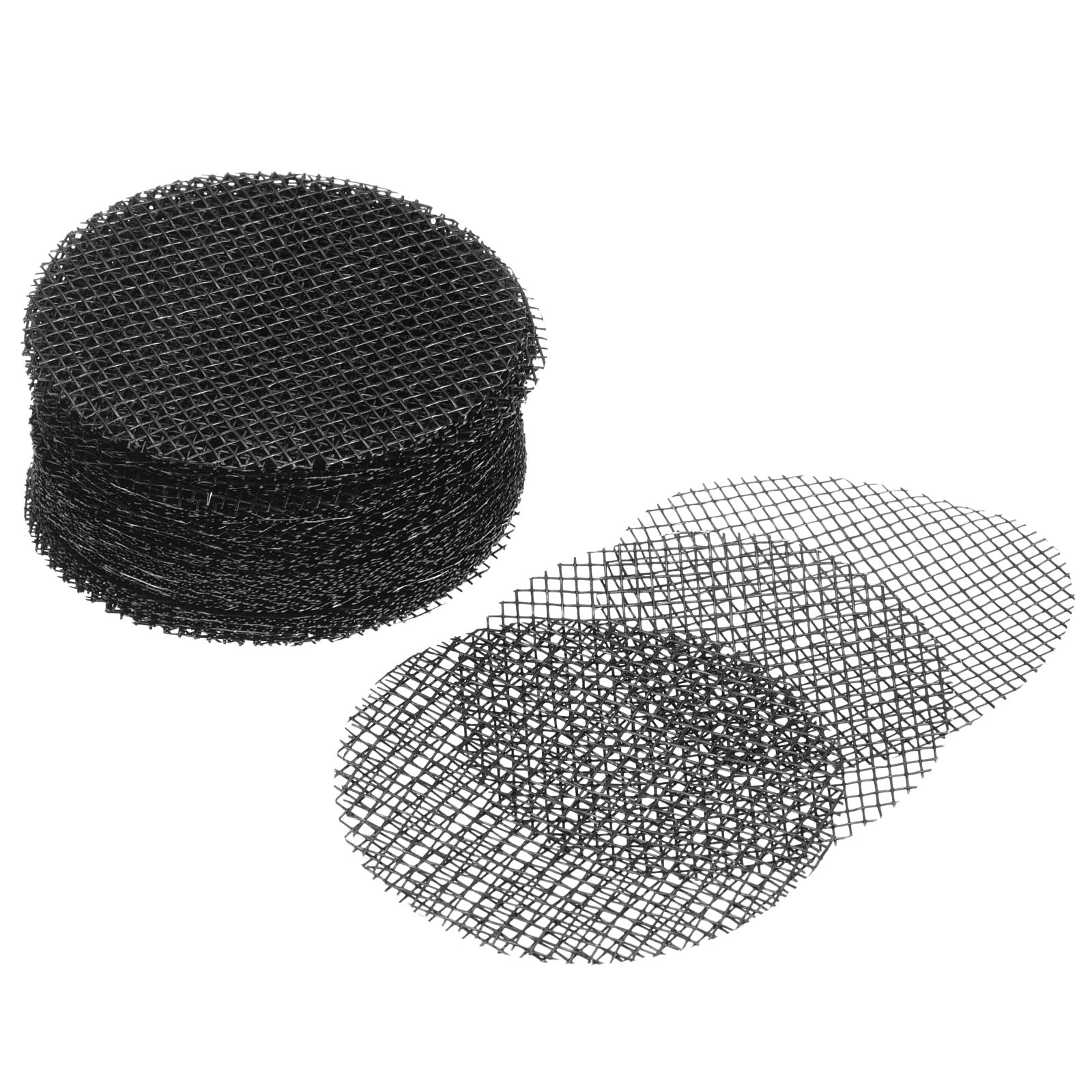 PATIKIL Flower Pot Hole Mesh Pad, 100 Pack 2 Inch Bonsai Plant Bottom Round Plastic Soil Grid Screen Mat, Black