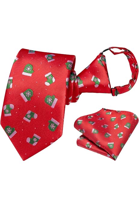 Retreez Christmas Santa Claus Skinny Tie - 2.4" Wide Woven Microfiber Holiday Tie For Men & Women (Red, Dry Clean) - View #12