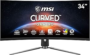 MSI MPG ARTYMIS 343CQR 1000R Curvature 21:9 Aspect Ratio Anti-Glare Super Narrow Bezel 1ms 3440 x 1440 (UWQHD) 165Hz Refresh Rate Tilt/Swivel/Height Adjustment 34