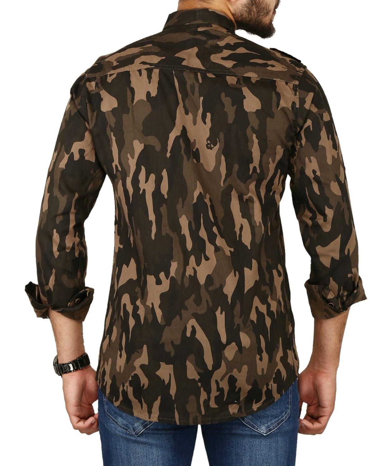 base 41 men's cotton camouflage army print full sleeves shirt