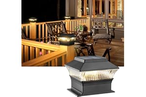 MOON-DE-AGE Solar Post Cap Lights, 4x4 4x6 Fence Post Light Solar Powered, 25 Lumens Deck Post Light Outdoor, 3000K Warm Light, IP65 Waterproof, Black - 1 Pack