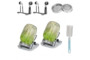 2 Pieces Seed Sprouting Jar Kit,2 Wide Mouth Quart Mason Jars with 304 Stainless Steel Screen Sprout Lids,86mm Caliber,1000ml