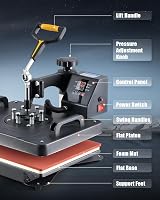 CREWORKS 30x38cm 8-in-1 Swing Away Heat Press 1250W T-Shirt Mug Cap Plate view 3