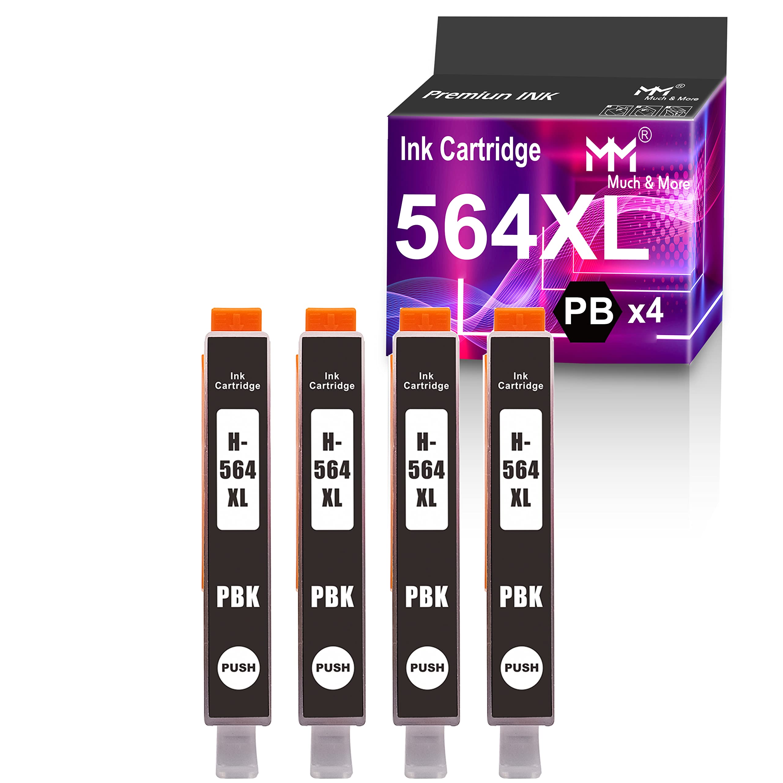 Photo 1 of MM MUCH & MORE Compatible Ink Cartridge Replacement for HP 564 564XL 564 XL to use with HP Photosmart c309a c309g b209a 7520 7525 5510 5520 C5580 B8550 Printers (4 Photo Black)
