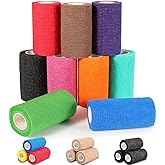 AZEN 9 Pack Self Adhesive Bandage Wrap, 4" X 5 Yards Elastic Cohesive Bandage Wrap, Color Athletic Tape, Tattoo Grip Tape Wrap, Vet Wrap, Ankle Tape