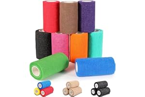 AZEN 9 Pack Self Adhesive Bandage Wrap, 4" X 5 Yards Elastic Cohesive Bandage Wrap, Color Athletic Tape, Tattoo Grip Tape Wrap, Vet Wrap, Ankle Tape