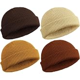 SATINIOR 4 Pieces Trawler Beanie Watch Hat Roll up Edge Skullcap Fisherman Beanie Unisex