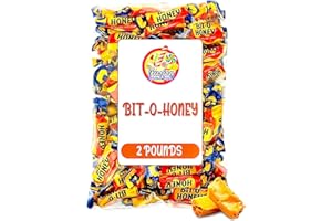 FUSION SWEETS AND SNACKS Bit O Honey Candy - 2 LB Bulk Bag - Individually Wrapped Retro Candy - Real Honey And Almond Taffy
