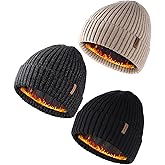 FURTALK Winter Hats for Men Women 3 Pack Winter Beanies Knitted Warm Thermal Fleece Lined