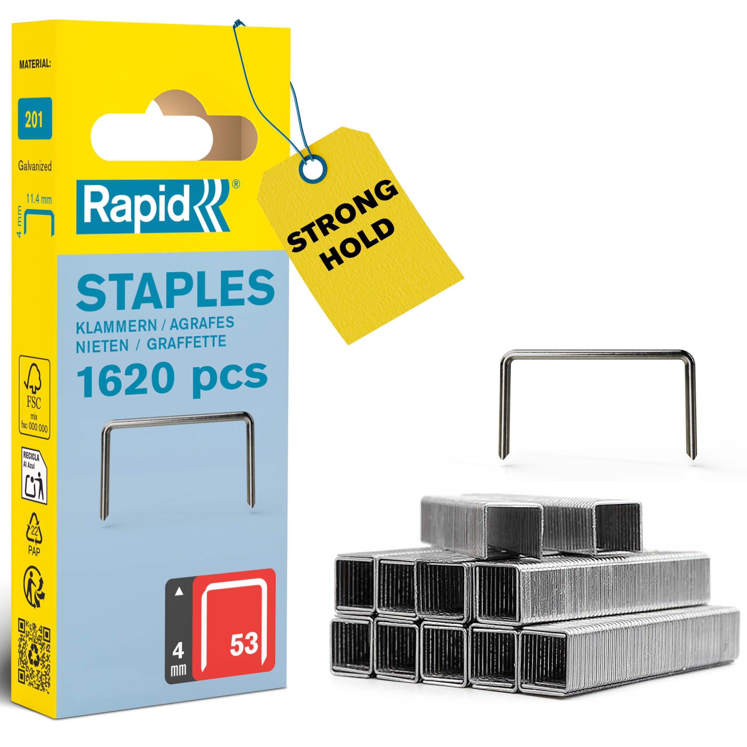 Rapid High Performance Staples, No.53, Leg Length 4 mm, 40109501 - 1620 Pieces