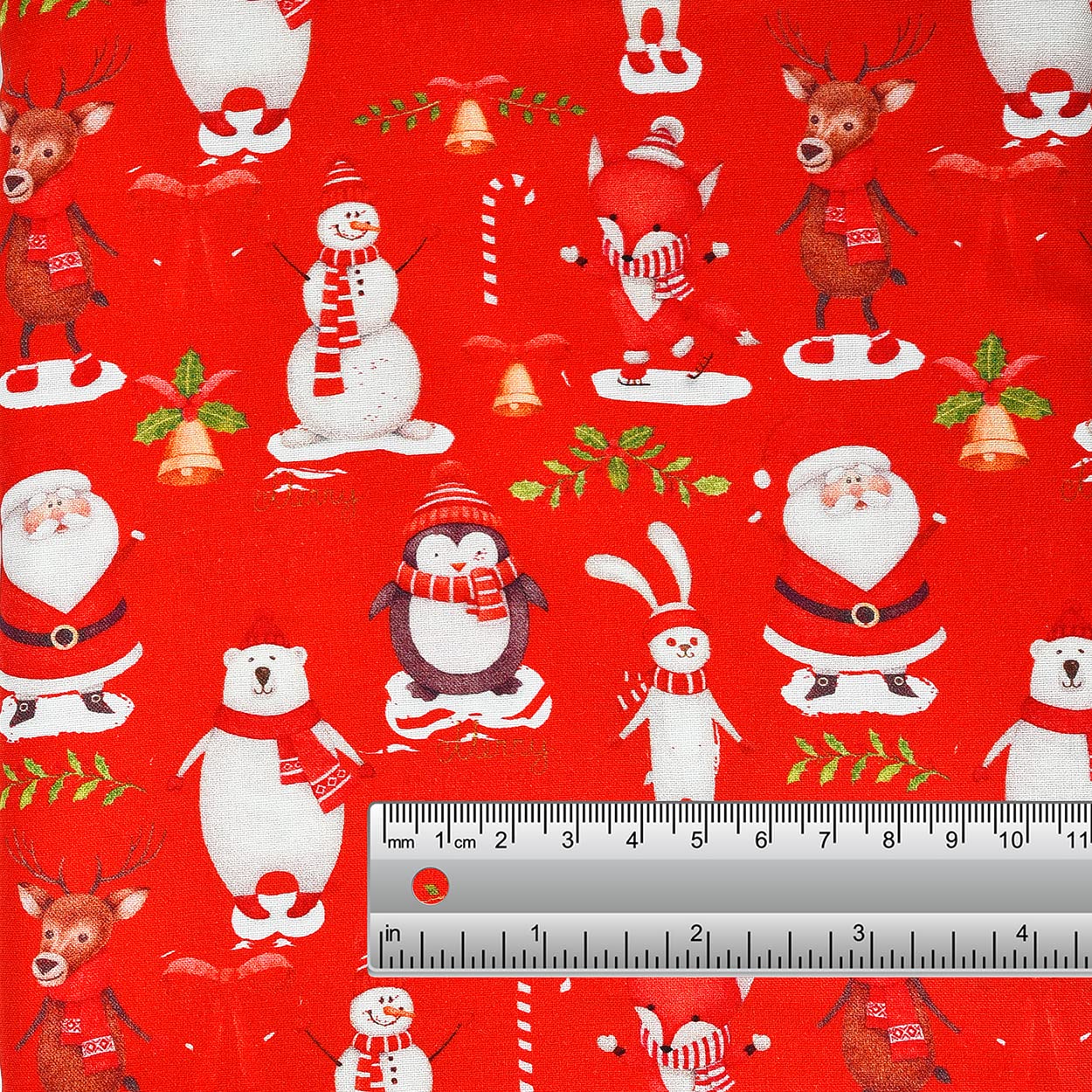 FT Fashion Track Cotton for Christmas Decorations and Halloween Xmas Prints – 100% Cotton Christmas Fabric 111cm / 44” Wide for Quilting & DIY Sewing (Merry Christmas Red, 1 Metre)