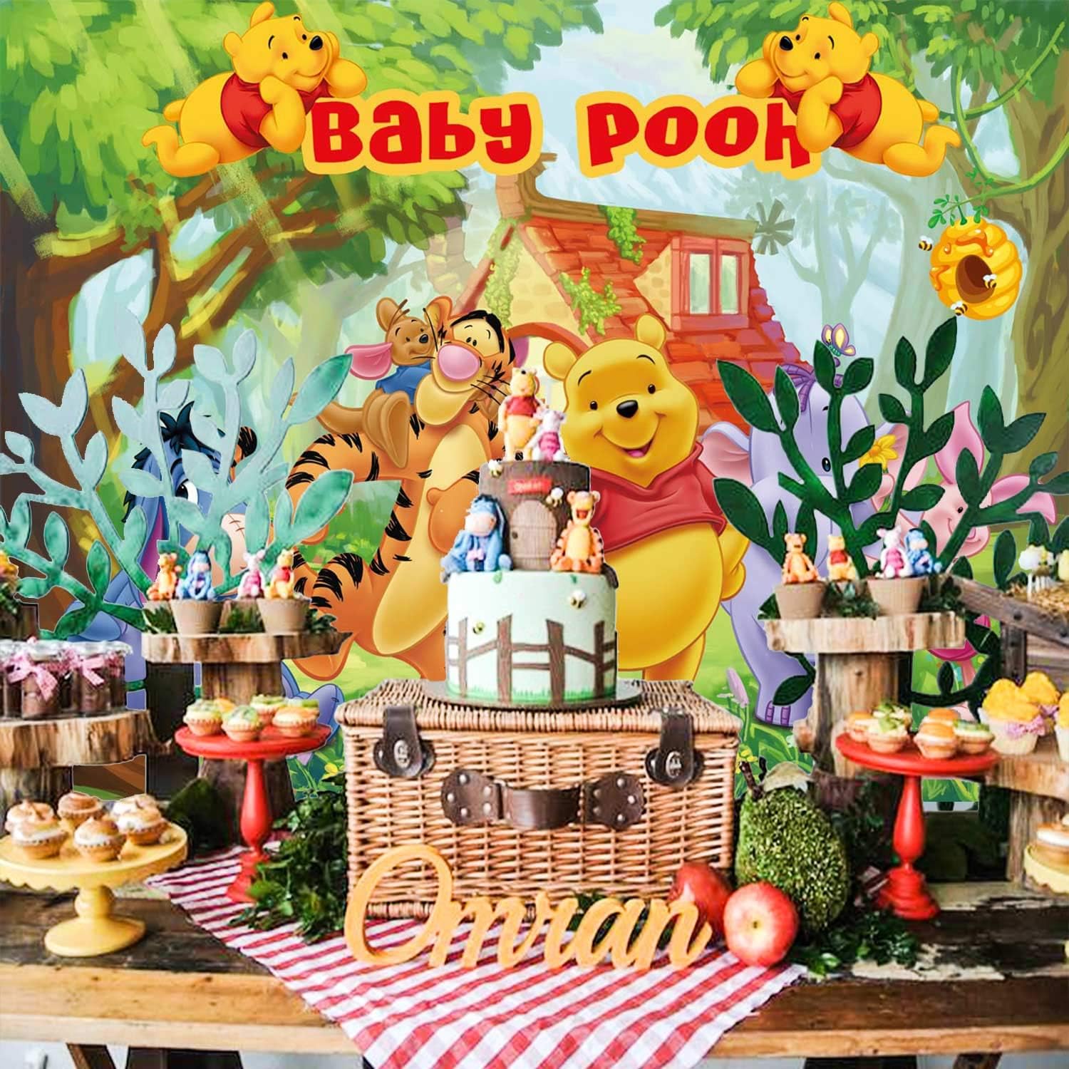 Winnie The Pooh Backdrop | Baby Shower | Party Supplies | 1st Birthday | Babyshowers | Decorations | Banner Photography Background