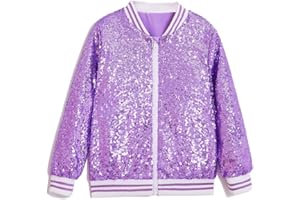 CHENBAO Girls Sequin Jackets Kids Boys Bomber Jacket Zip Up Coat Sparkle Outwear Birthday Clothes