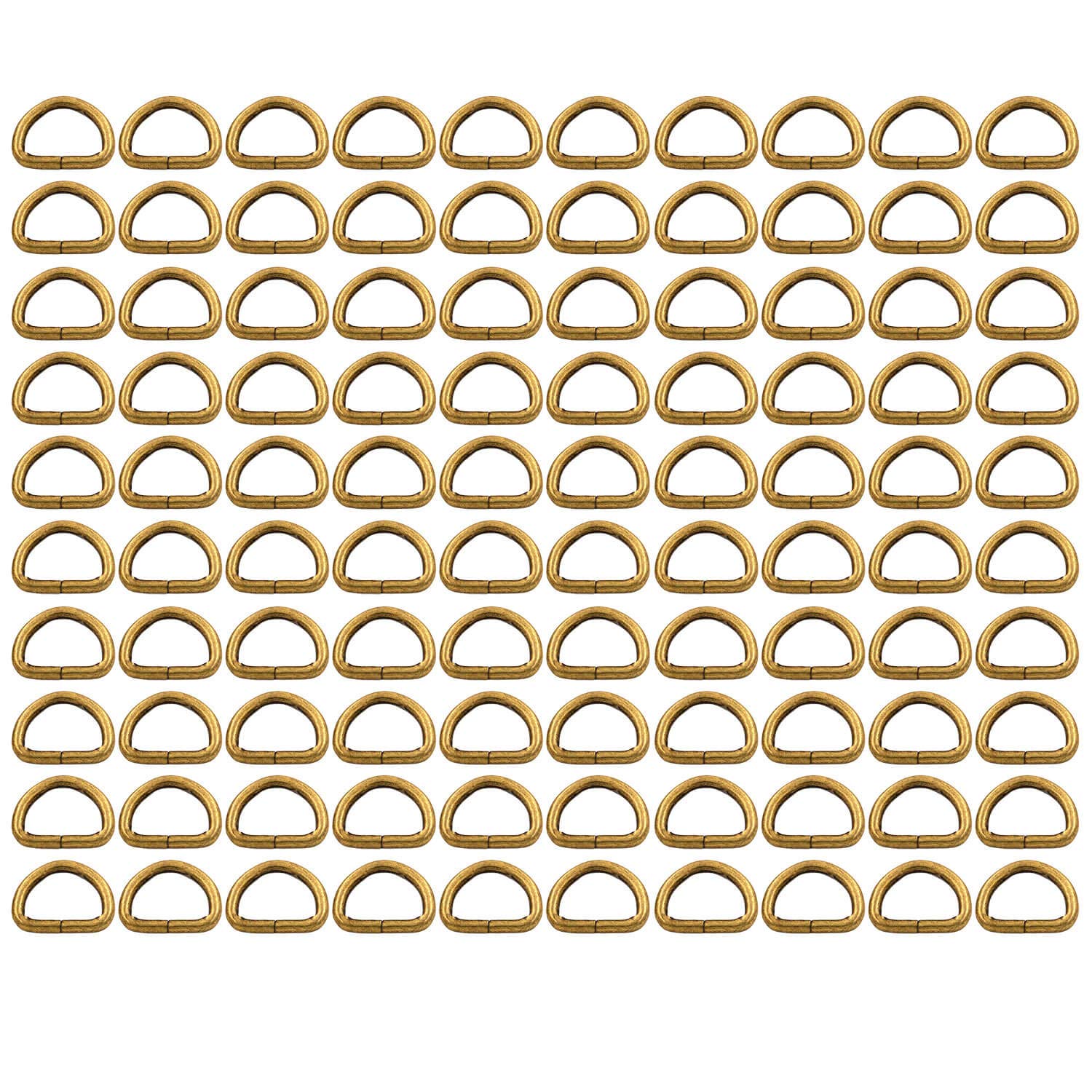 BIKICOCO Metal D-Rings Buckle, 5/8 Inch Non-Welded for Webbing Sewing DIY - Bronze - Pack of 100