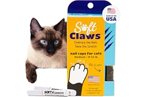 Soft Claws Cat Nail Caps for Medium Cats – (40 Caps, Black) - Made in USA - Veterinarian-Developed | Protects Furniture & Skin - Easy to Apply, Long-Lasting Anti-Scratch Soft Cat Claw Covers
