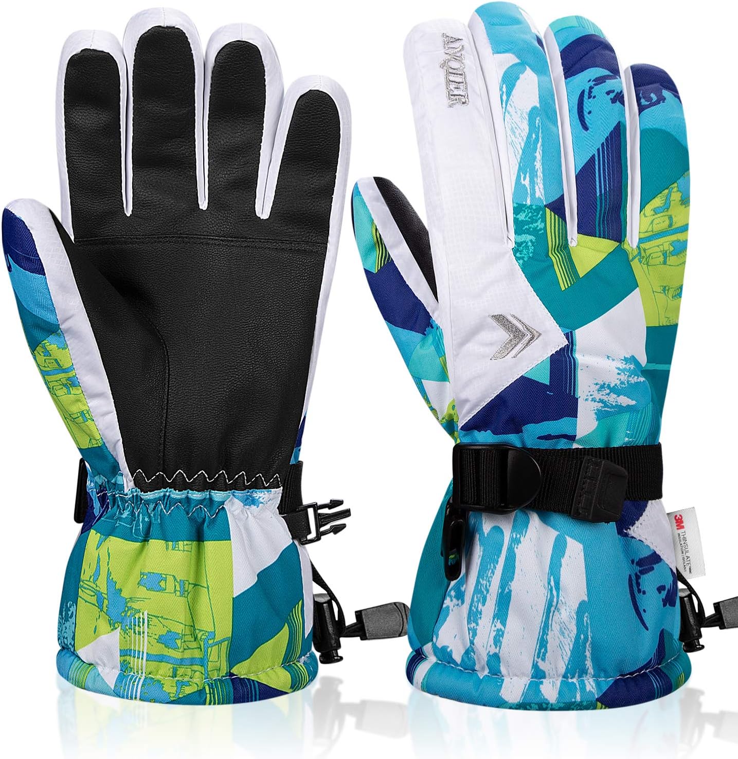Anqier Ski Gloves,Waterproof Winter Gloves Snowboard Gloves 3M Thinsulate Warm Snow Snowmobile Gloves for Men Women Kids