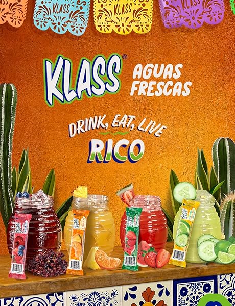 KLASS AGUAS FRESCAS, POWDERED DRINK MIX, 40 SINGLES ZERO SUGAR & CAFFEINE-FREE POWDER PACKETS, WATER DRINK MIX, FLAVOR: HIBISCUS BERRIES – 5 CALORIES PER PACKET & NATURAL FLAVORS