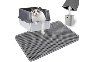 Xuanyaente EVA Honeycomb Cat Litter Mat - Cat Litter Scatter Control Mat, 2-Layer Waterproof and Urine-Proof | Non-Slip | Easy Clean | for Single-Cat Households, 23.4"x14.7" Gray
