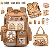 Qiamia Capybara Backpack for School, Full Set Capybara Backpack for Girls & Boys, Capybara Gifts with Pencil Case, Lunch Bag and Pendant