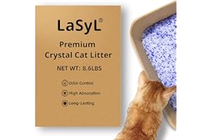 LaSyL Premium Crystal Cat Litter - 8.6 lb, Two Months Lasting - Superior Odor Control & Absorption, Non-Clumping, Low Trackin