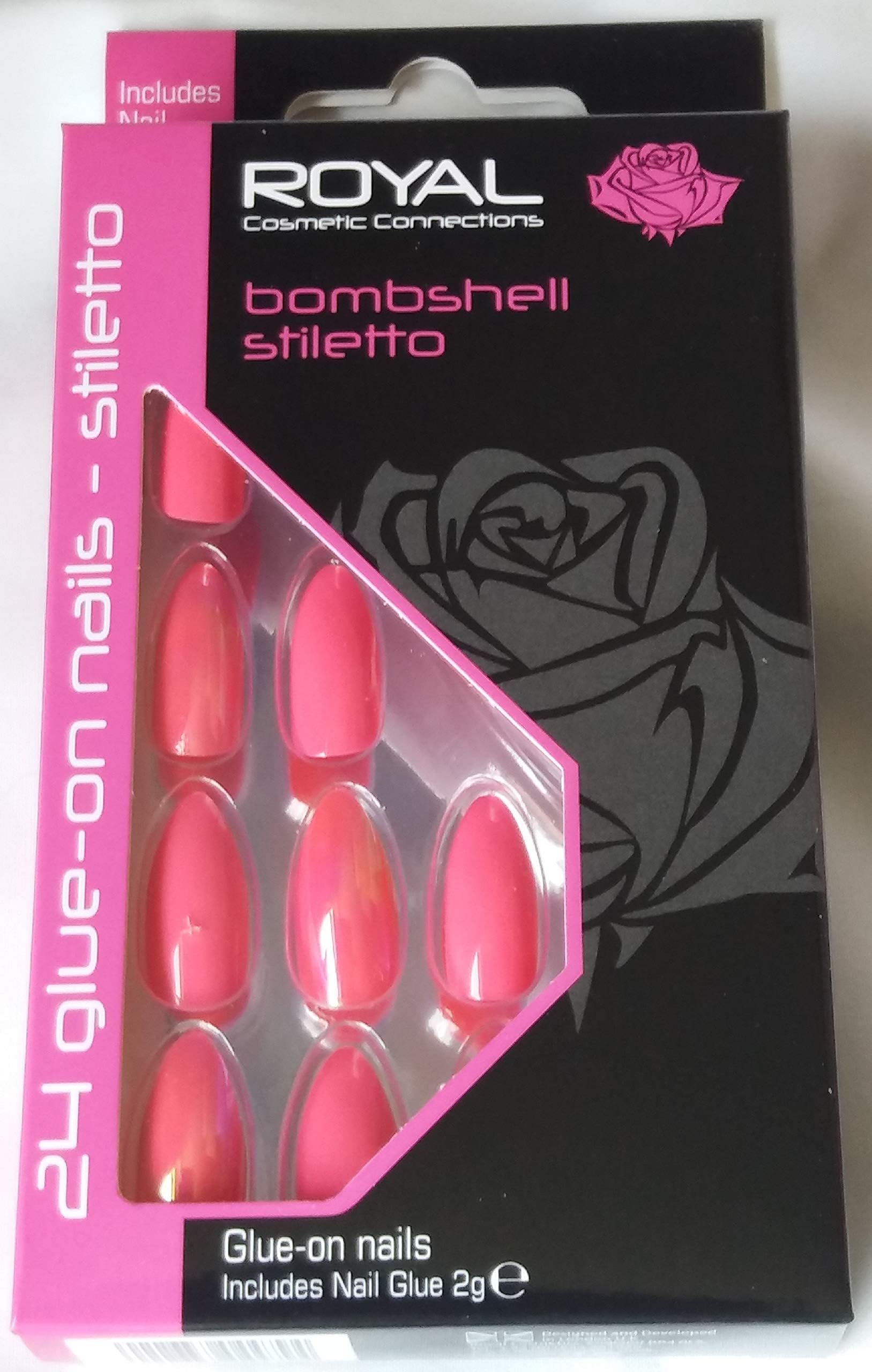 Royal 24 Glue on Strong & Resilient Stiletto Nail Tips (Bombshell)