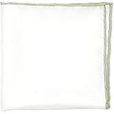 BELLUNO 100% Silk Pocket Square for Men, Silk Ivory White with Hand-Rolled Color Edge