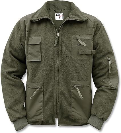 Fleece Jacke Polar Oliv Schulter Und Armelbesatz Grosse M Amazon De Sport Freizeit