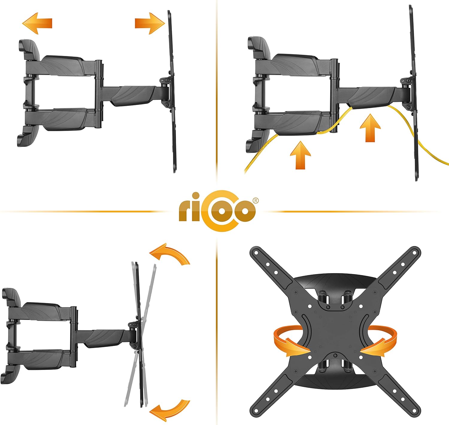 RICOO TV Bracket Tilt Swivel approx 30-55 Inch for LED LCD OLED Curved and Flatscreens S5044 Wall Mount Universal for VESA 75x75-400x400 - Image 4