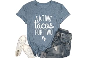 MYHALF Eating Tacos for Two Maternity Shirt Cute Mama Graphic Tees Funny Mom Shirts Pregnancy Announcement Short Sleeve Tops