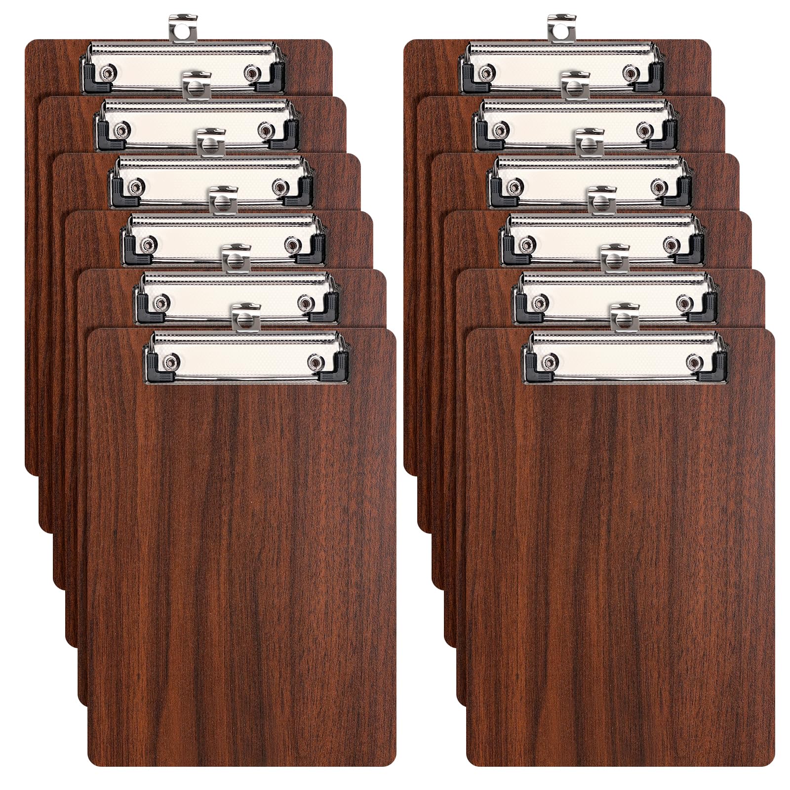 A5 Clipboard,12 Pack Clip Board with Low Profile Clip and Hanging Hole,A5 Wooden Clipboards Hardboard