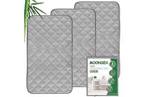 MOONSEA Diaper Changing Pad Liner Non-Slip, Waterproof Terry Mat, Quilted Absorbent Bassinet Liners Washable, 3 Pack 13"x 26" Reusable Portable Changing Table Pad Rectangle Grey
