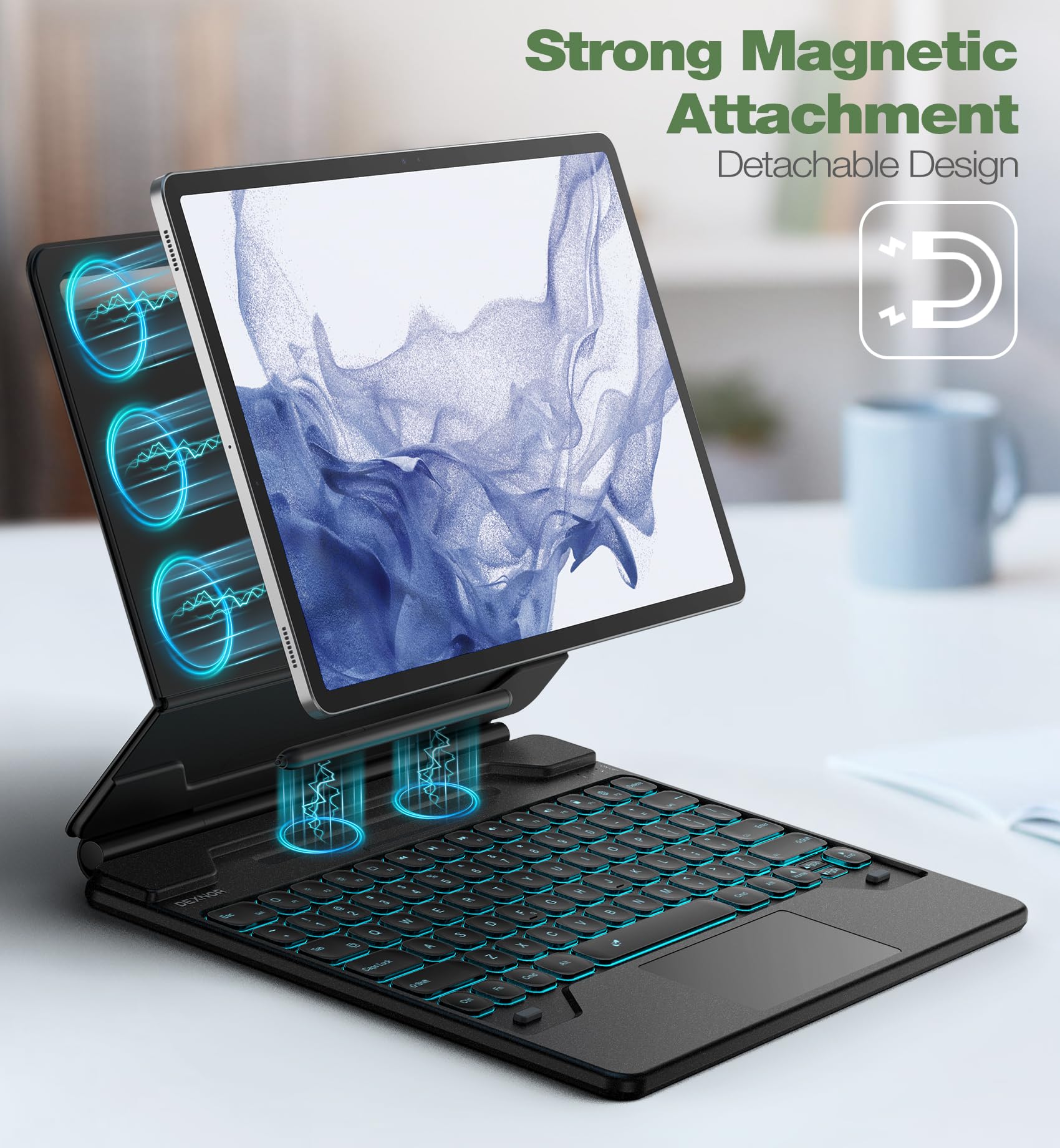 Dexnor for Samsung Galaxy Tab S10+ Plus/S9+ Plus/S9 FE+ Plus/S8+ Plus/S7+ Plus/S7 FE Case with Keyboard 12.4