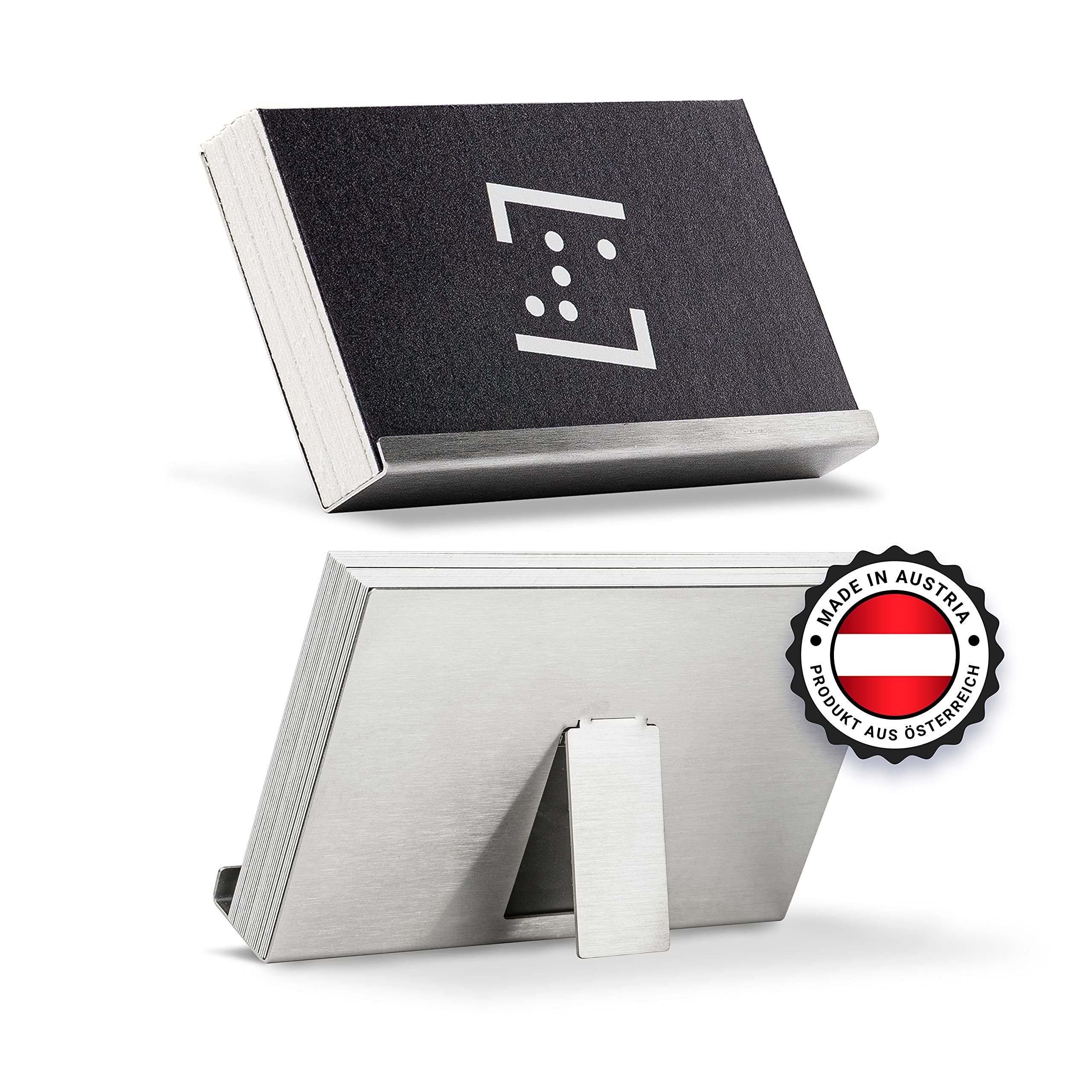 SCHILDER Systeme 2 x Premium Stainless Steel Business Card Holder for Business Cards and Business Cards - Elegant Design - Made in Austria - 2 Card Holders