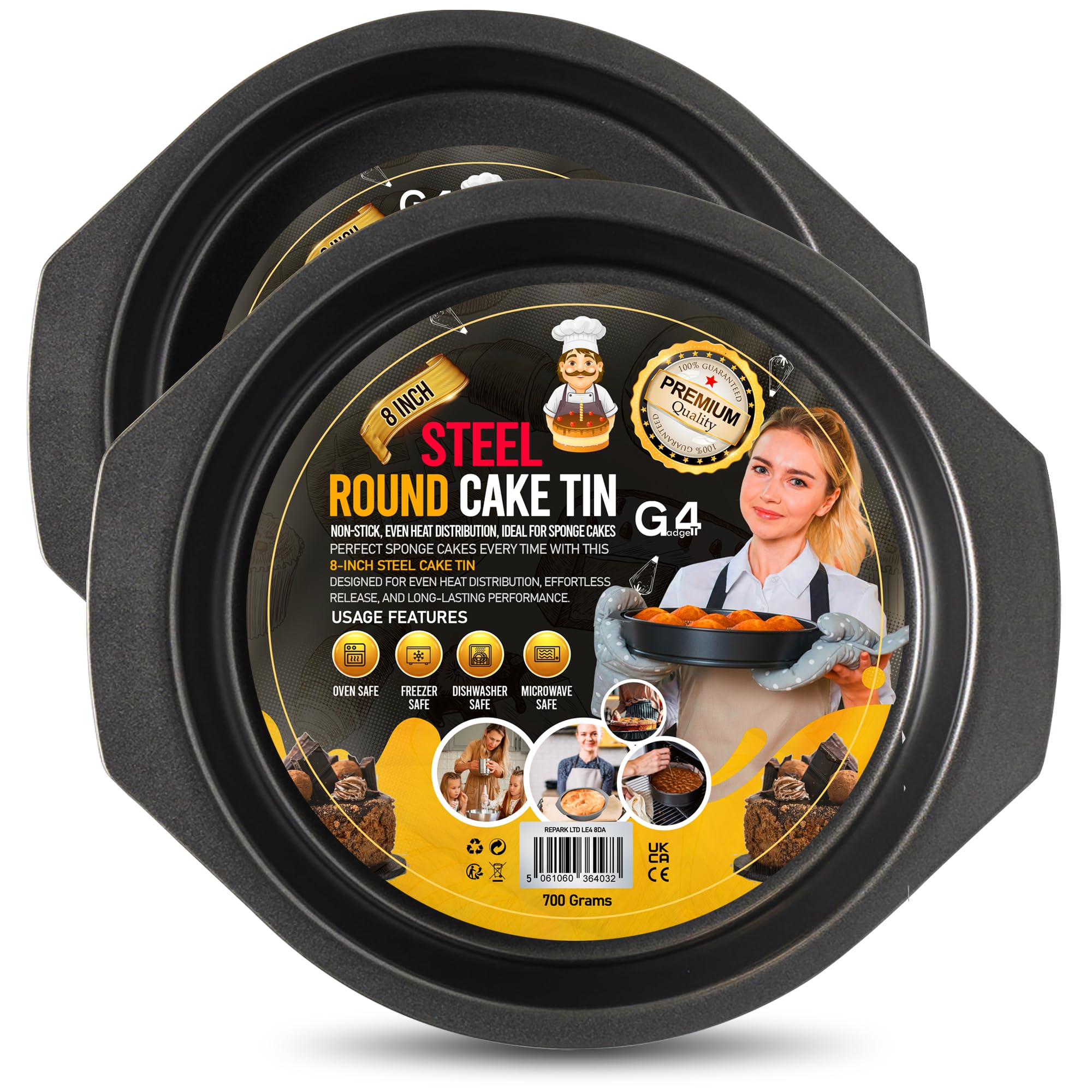 2 Pack 8 Inch Non-Stick 20cm Cake Pan for Baking – Non Stick Round Cake Tin Oven Safe Cake Pan