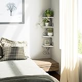 Alsonerbay 4-Tier Cat Corner Shelf Wall Mounted White Rustic Wood view 3