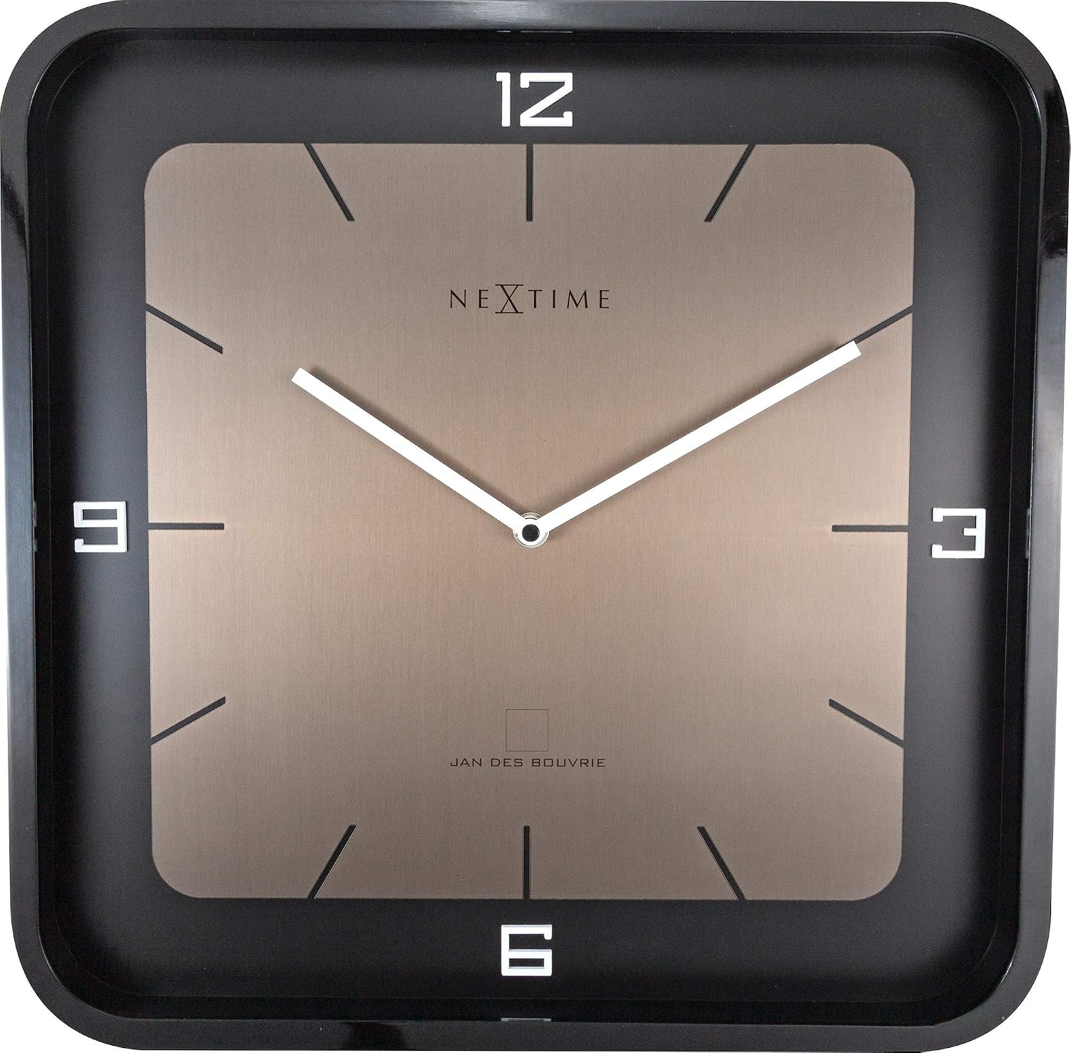 NeXtime Clock-40 x 40 x 4 cm-Wood-Black-'Square Wall, 30 x 30 x 0.04 cm