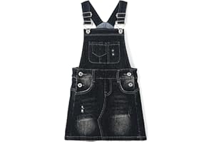 KIDSCOOL SPACE Baby Little Girls Skirt,Ripped Soft Strechy Denim Girls Summer Overalls Dress