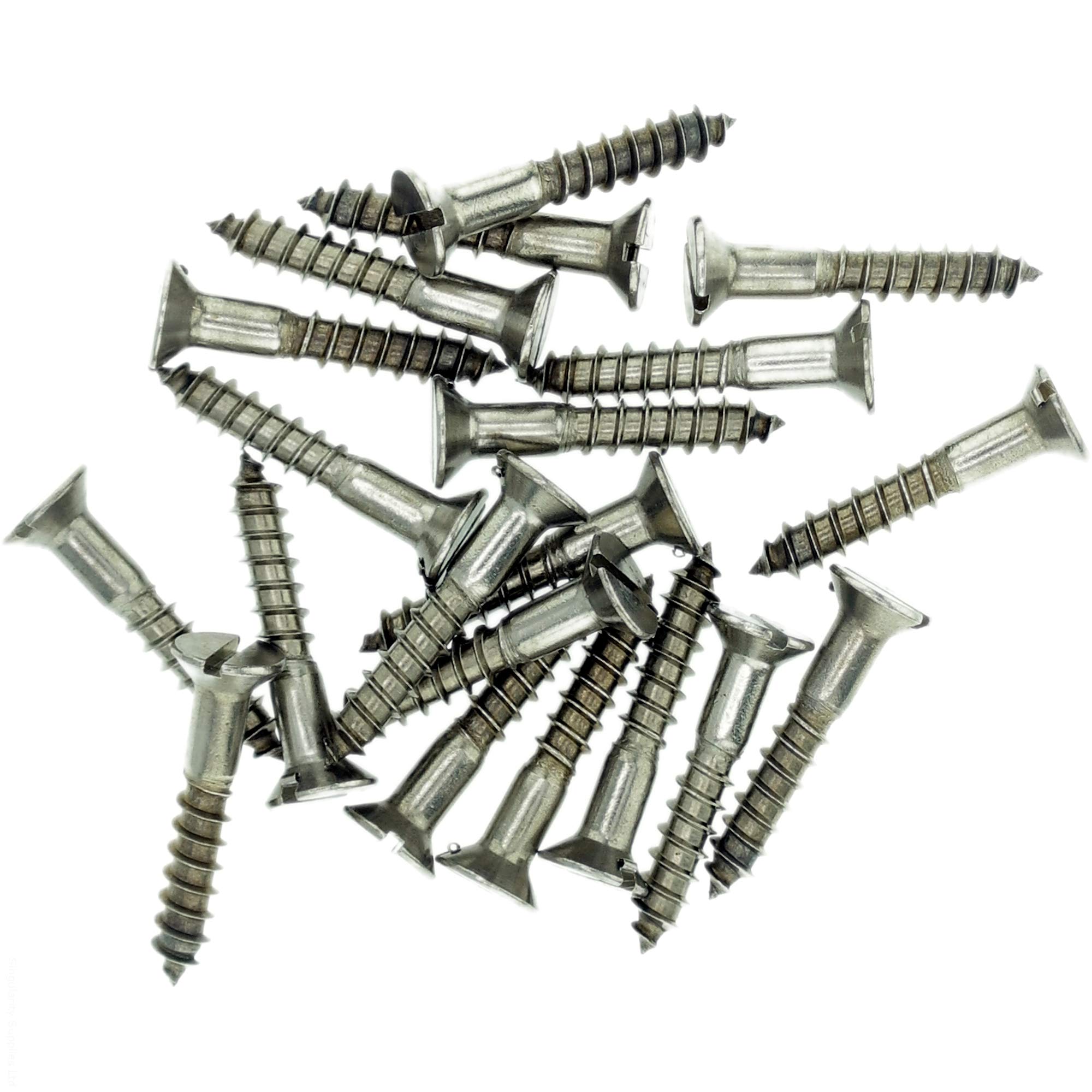 No.9 x 1.98 (4.5mm x 50mm) Slot Countersunk Wood Screw - Stainless Steel (A2) (Pack of 20)