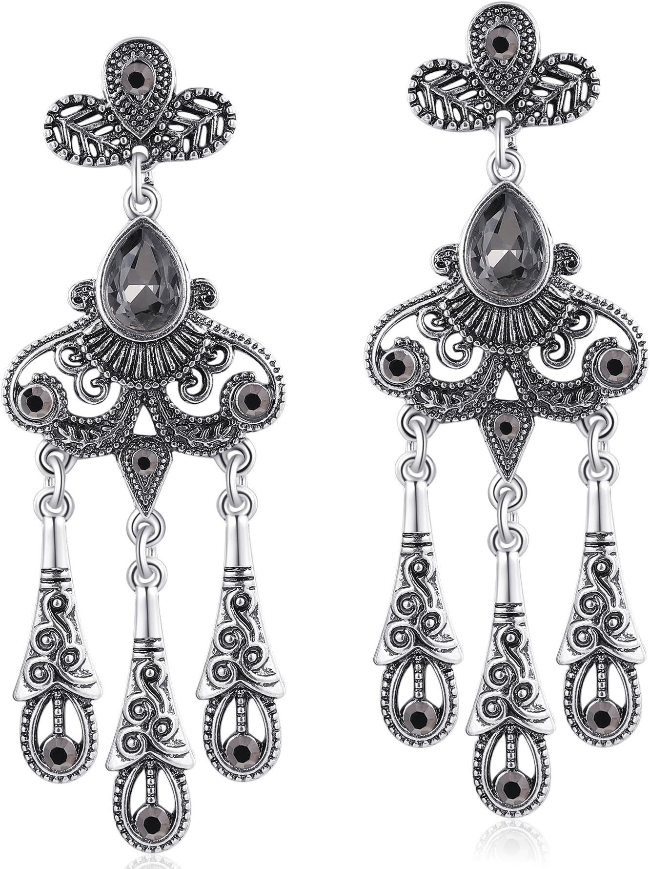 1920s Vintage Rhinestone Earrings Flapper Accesories Gatsby Costume
