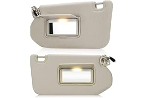 HKPARTS Left Driver & Right Passenger Side Sun Visor SunVisor with Light for Nissan Pathfinder 2013-2018, Infiniti QX60 2014-2017, Infiniti JX35 2013 96401-9PB0A 96400-9PB0A (Beige)