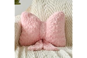 Ddliury Bow Pillow, Decorative Bow Pillows with Soft Plush for Couch Bed, Bow Shaped Throw Pillow Room Decor for Bedroom, Bow Decorative Pillow for Living Room (Pink, Small-12 Inches)