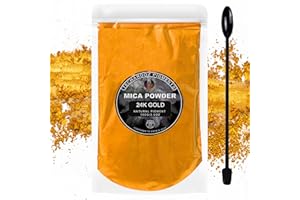 24K Gold Mica Powder Epoxy Resin, 100g/3.5oz Sealed Bag – TECHAROOZ Color Pigment for Lip Gloss, Soap Colorant for Soap Making, Gold Powder for Kintsugi Pottery, Metallic Epoxy & Much More