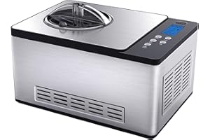 Whynter Ice Cream Maker Machine & Yogurt Automatic 2 Qt. with Built-in Compressor, LCD Digital Display & Timer, No Pre-Freezing, ICM-220SSY, Stainless Steel