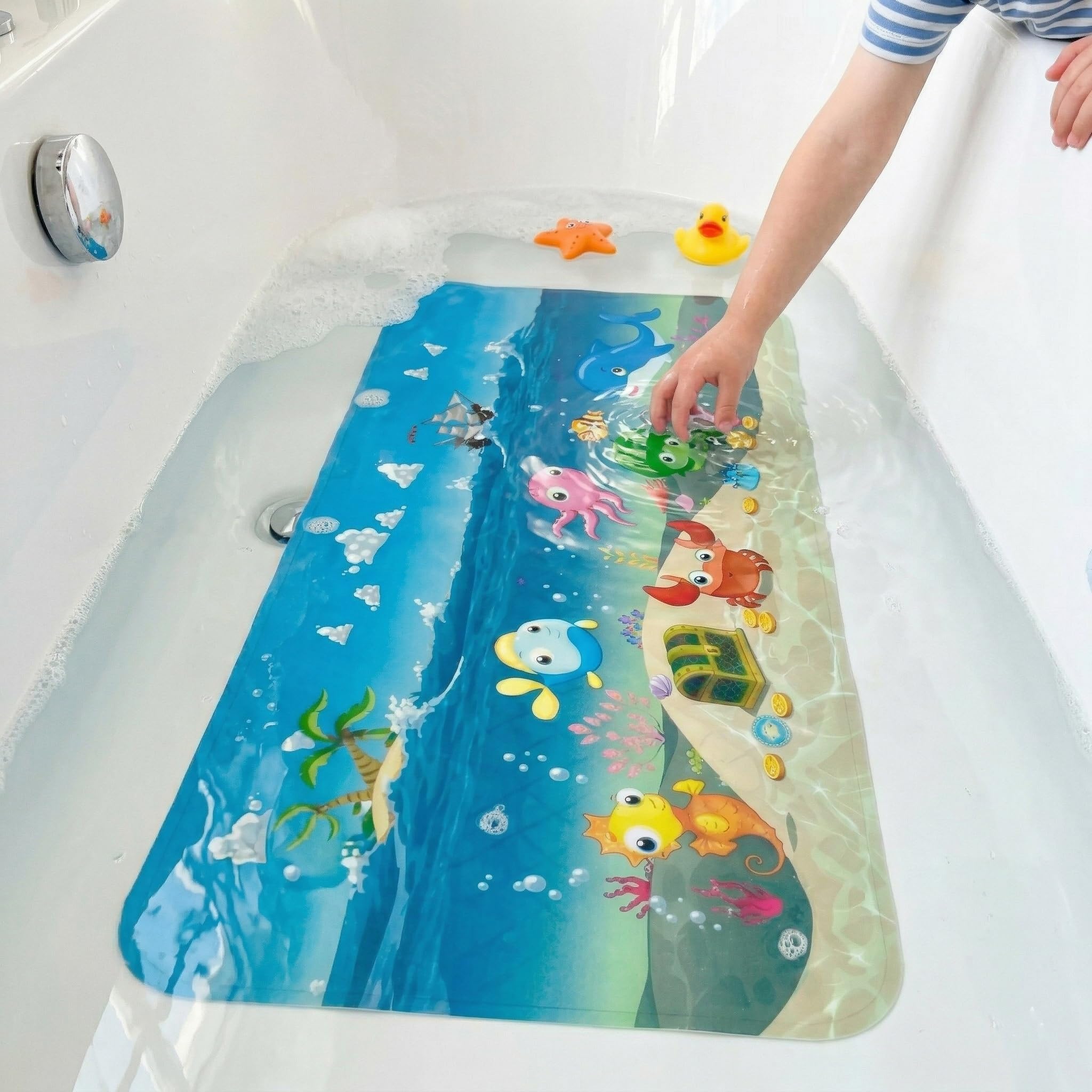 ShineCozy Cartoon Non Slip Bathtub Mat - 90 * 40 CM XL Large Size Anti Slip Shower Mats for Floor Tub Mats (Ships)