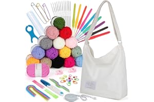 Katech Crochet Kit for Beginners, 70 Pcs Crochet Kit for Adults Kids Includes 16 Yarns for Crocheting Crochet Hooks Set Canva