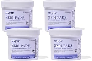 MAJOR Medi-Pads - Hemorrhoidal Hygienic Cleansing Witch Hazel Pads - Cooling Relief with Aloe - 100 Count Jar (4 Pack)