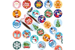 ZONON 1000 Pieces Christmas Roll Stickers 1 Inch Winter Holiday Envelope Stickers Round Xmas Label Tag Seal Sticker for Christmas Party Supplies, Book, Cards, Water Bottles Decor